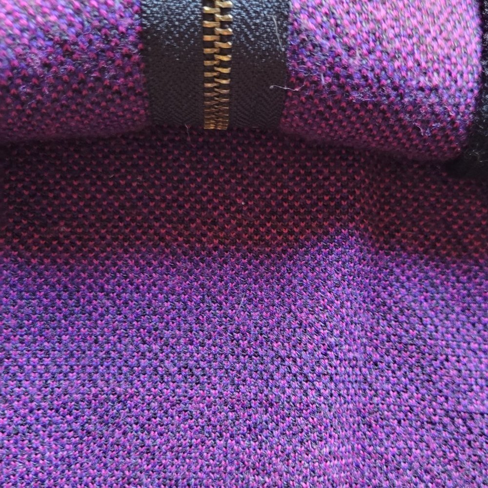 80s Style Zipper Front V-Neck Cardigan, Unbranded Purple Tones & Pink Size large - Picture 3 of 7